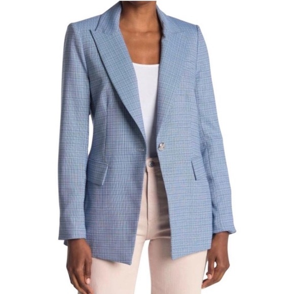 Veronica Beard Women's Blue Plaid Long and Lean Dickey Jacket Blazer Size 0 - Picture 14 of 15